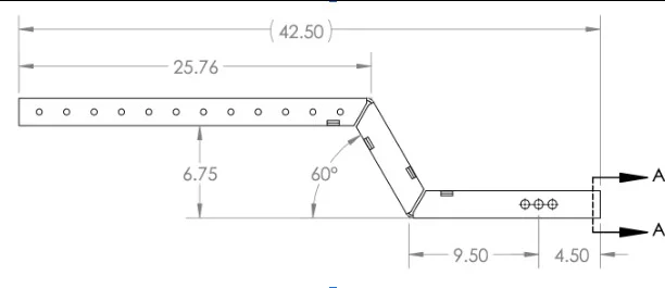 Diagram of High Modular Attachment Bar - Long