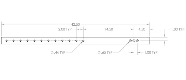 Diagram of High Modular Attachment Bar - Long (variant)