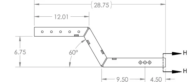 Diagram of High Modular Attachment Bar - Short