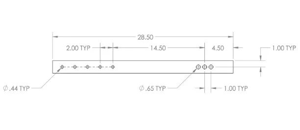 Diagram of Low Modular Attachment Bar - Short